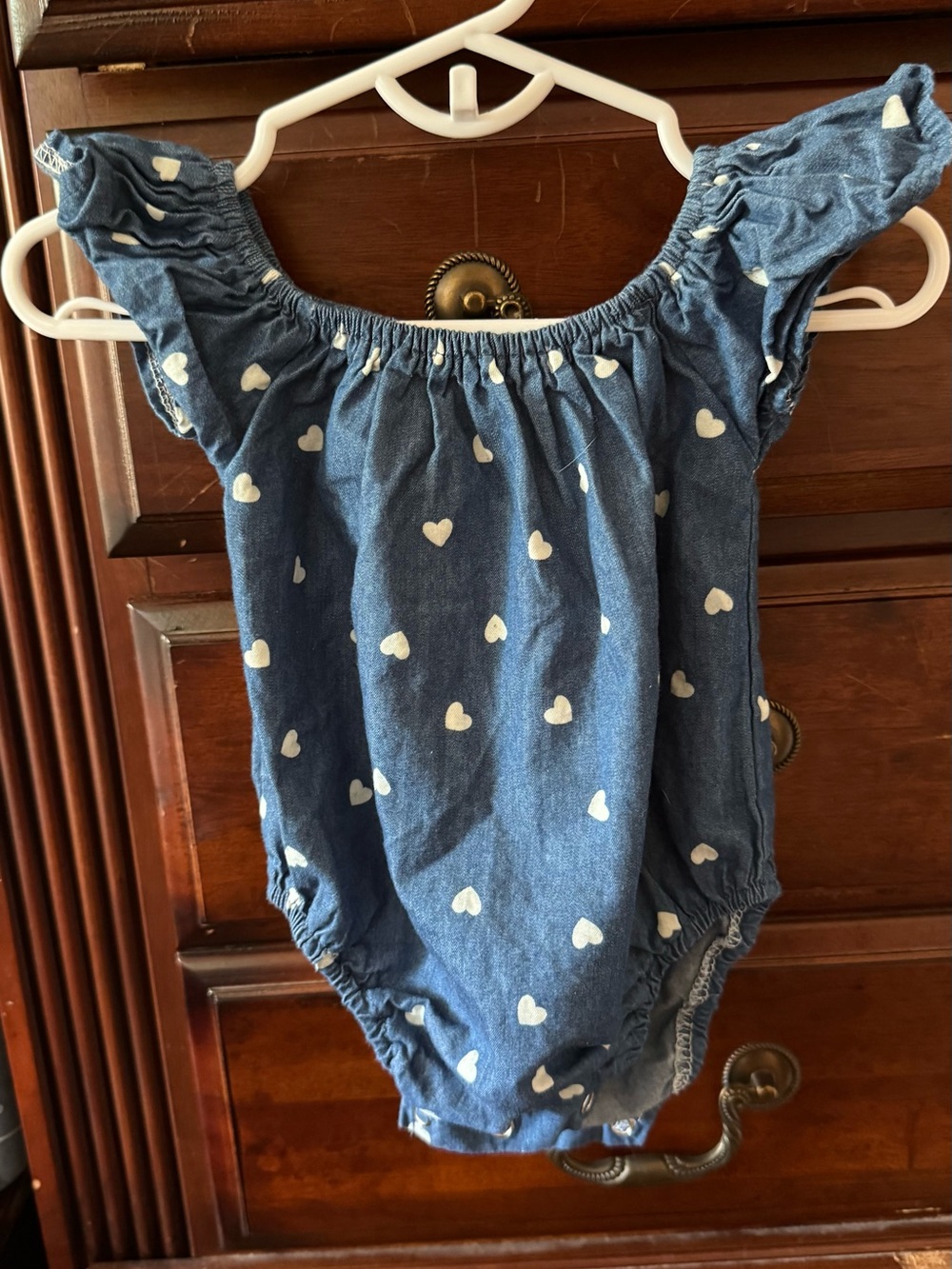 Kids Blue Heart Print One-Piece Romper